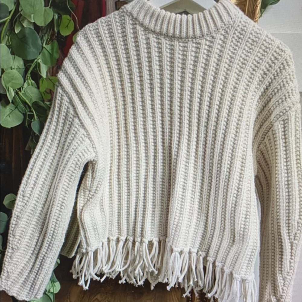 Cozy Cream Fringe Sweater